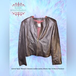 Lord & Taylor Women’s Genuine Leather Jacket, Brown, Chic & Timeless!